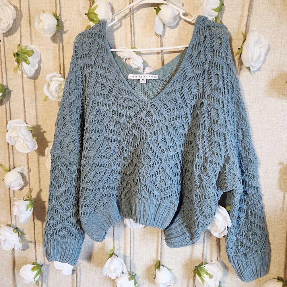 HYFVE Teal V-Neck Knit Sweater